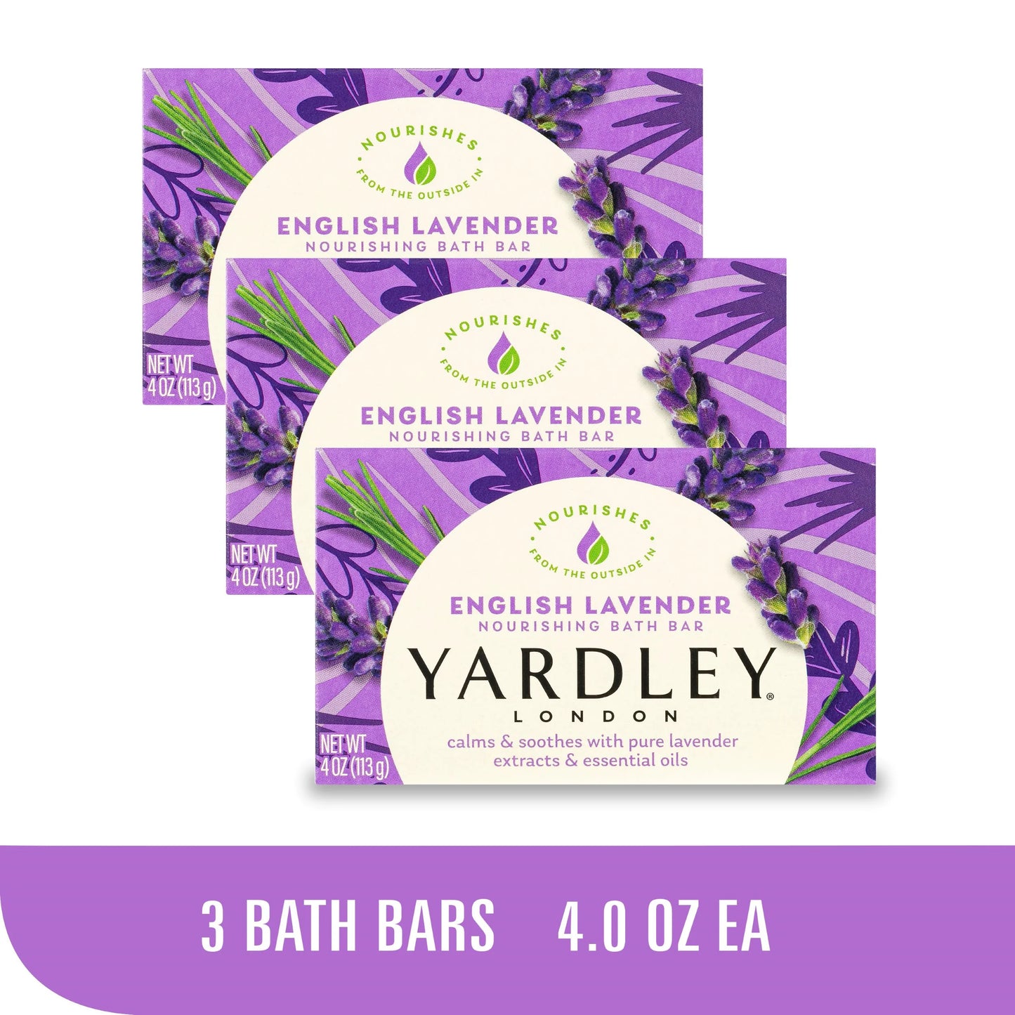 (Pack of 3) English Lavender Nourishing Bath Bar, 4.0 Oz Bar