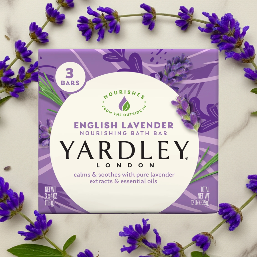 (Pack of 3) English Lavender Nourishing Bath Bar, 4.0 Oz Bar