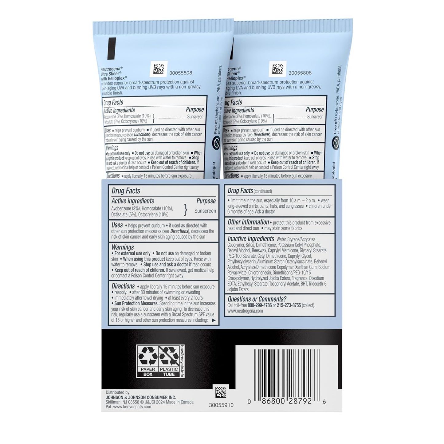Neutrogena Ultra Sheer Dry-Touch Water Resistant and Non-Greasy Sunscreen Lotion with Broad Spectrum SPF 45, Tsa-Compliant Travel Size, 3 Fl Oz, Pack of 2, 6 Fl Oz