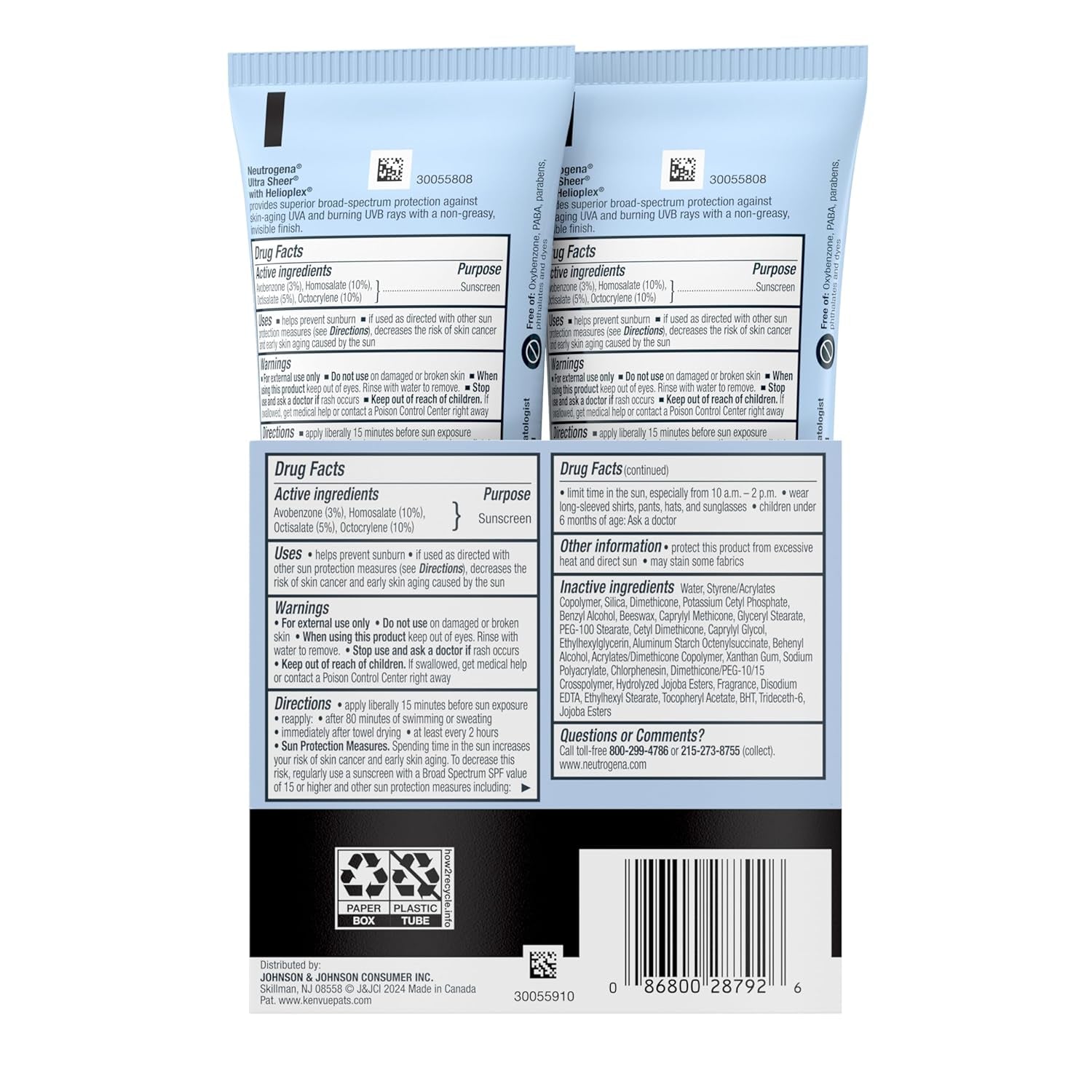 Neutrogena Ultra Sheer Dry-Touch Water Resistant and Non-Greasy Sunscreen Lotion with Broad Spectrum SPF 45, Tsa-Compliant Travel Size, 3 Fl Oz, Pack of 2, 6 Fl Oz