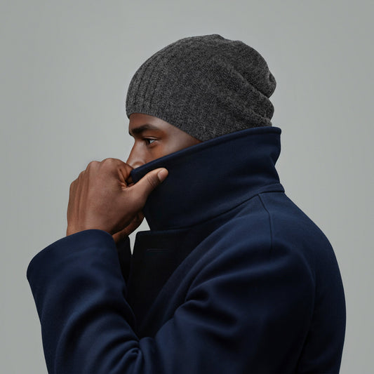 MEN'S CASHMERE SLOUCHY RIBBED HAT