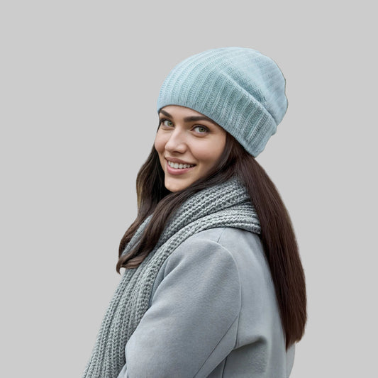 CASHMERE SLOUCHY RIBBED HAT