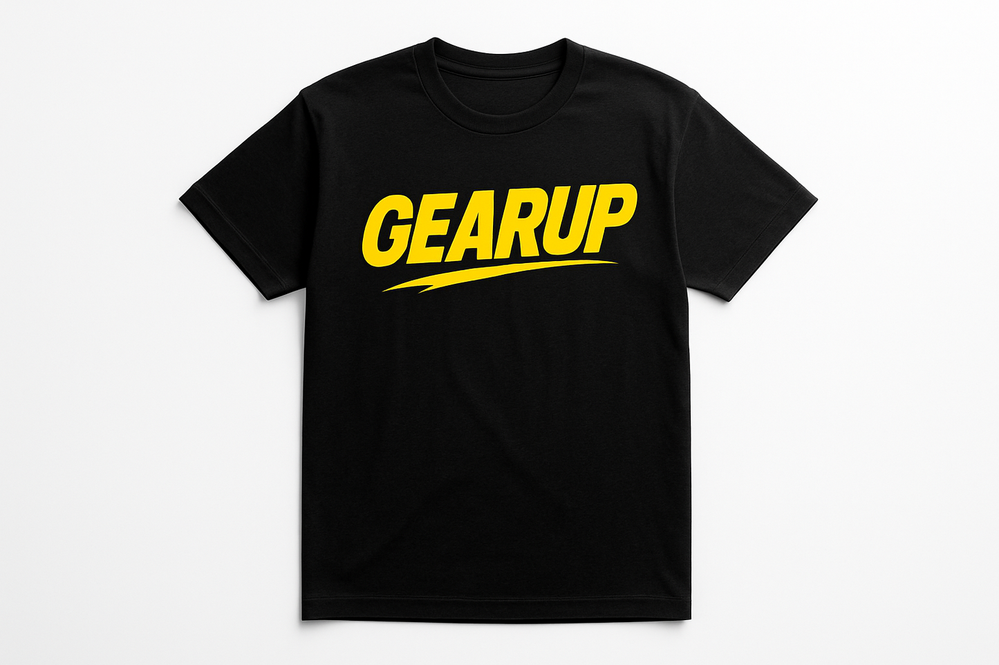 Black t-shirt with GEARUP and swoosh element