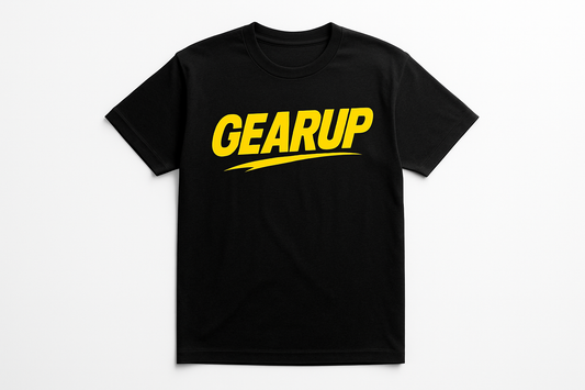 Black t-shirt with GEARUP and swoosh element