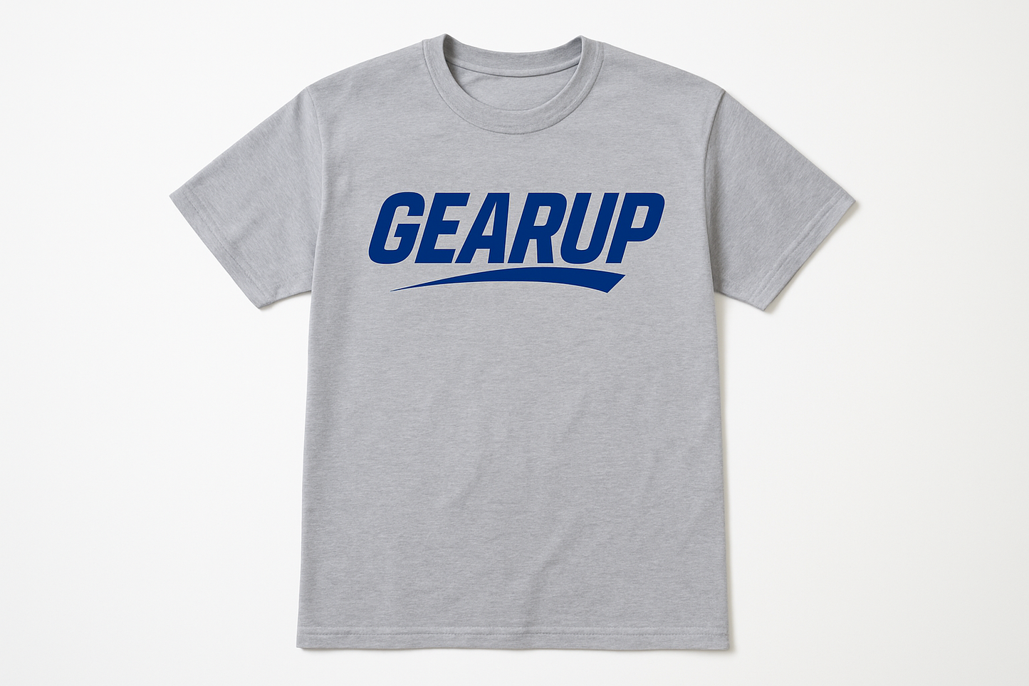 Heather gray t-shirt with GEARUP and swoosh element