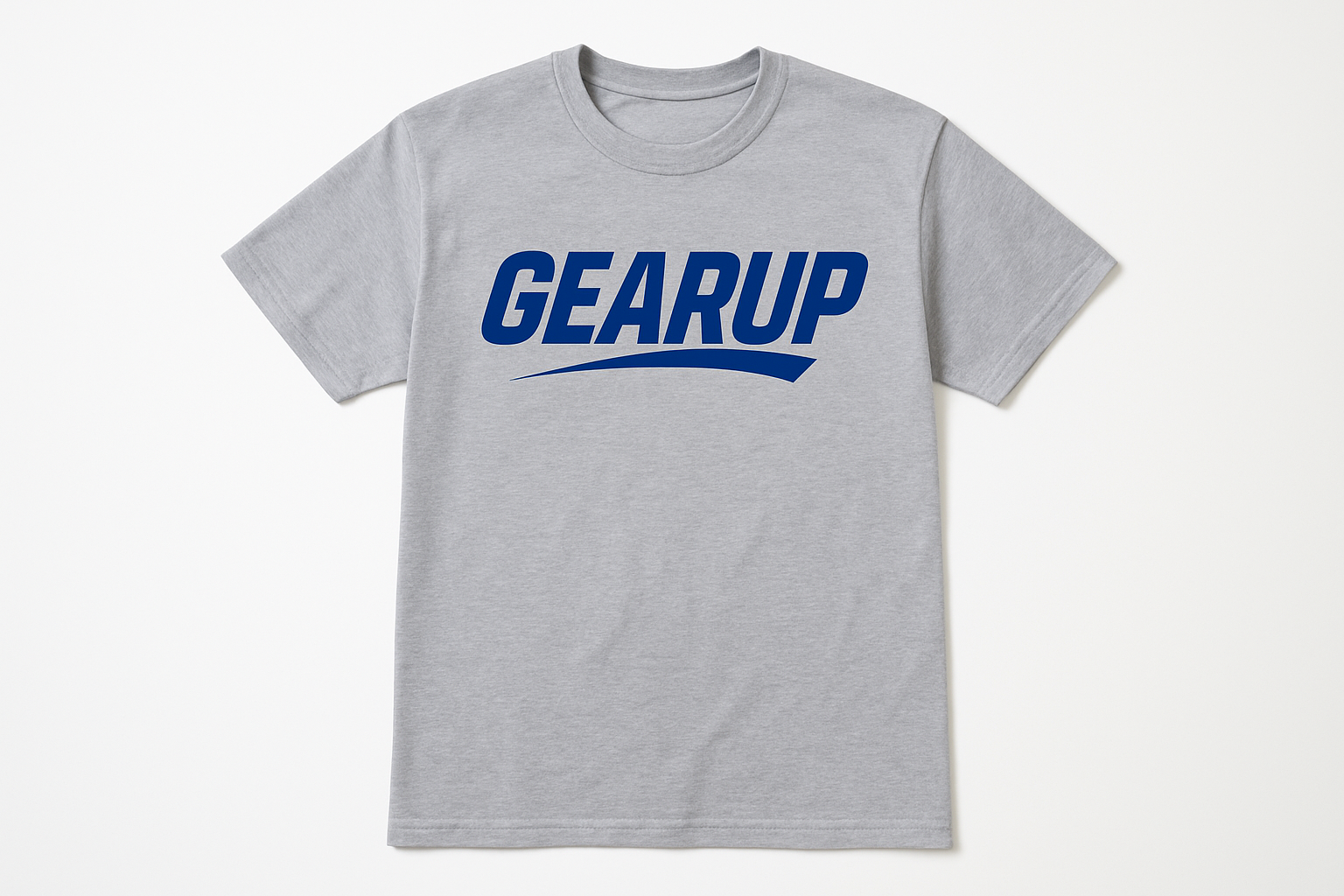 Heather gray t-shirt with GEARUP and swoosh element