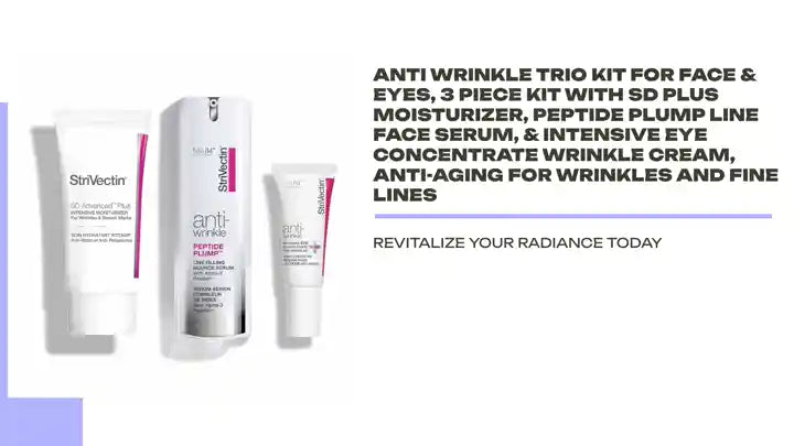 anti Wrinkle Trio Kit for Face &amp; Eyes, 3 Piece Kit with SD plus Moisturizer, Peptide Plump Line Face Serum, &amp; Intensive Eye Concentrate Wrinkle Cream, Anti-Aging for Wrinkles and Fine Lines by@Outfy