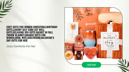 Cozy Gifts for Women Christmas,Birthday Gifts,Luxury Self Care Get Well Gifts,Relaxing Spa Gifts Basket W/Fall Throw Blanket,Orange Gifts for Women,Mom, Wife,Girlfriend,Valentine&rsquo;S Day Gifts for Her by@Outfy
