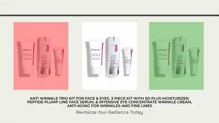 anti Wrinkle Trio Kit for Face &amp; Eyes, 3 Piece Kit with SD plus Moisturizer, Peptide Plump Line Face Serum, &amp; Intensive Eye Concentrate Wrinkle Cream, Anti-Aging for Wrinkles and Fine Lines by@Outfy
