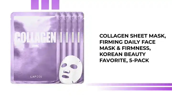 Collagen Sheet Mask, Firming Daily Face Mask &amp; Firmness, Korean Beauty Favorite, 5-Pack by@Outfy